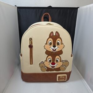 Loungefly Disney Chip & Dale Chenille Patch Mini Backpack NWT